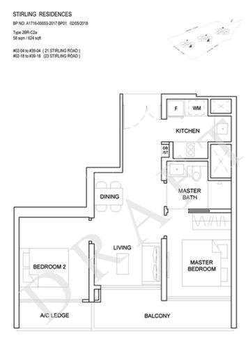 Stirling Residences 2br Floor Plan